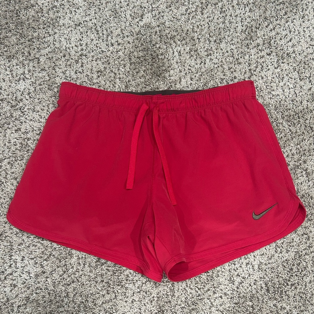 Nike Women's Vibrant Hot Pink and Taupe Athletic Running Shorts
